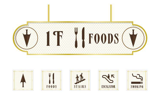 吊下げサイン、壁面サイン